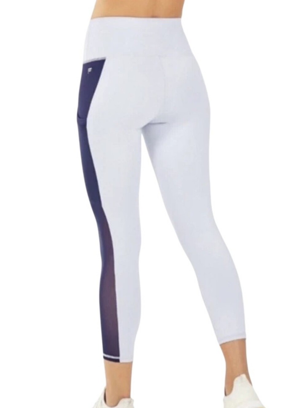 Fabletics White Leggings with Navy Side Panels - Picture 2 of 11